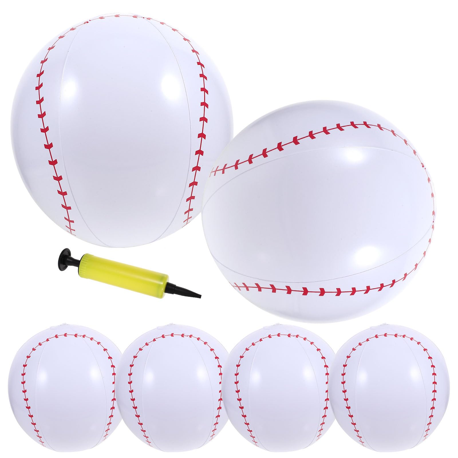 

BESPORTBLE Пляжный мяч Игрушка для уличных игр Бейсбольный мяч 5 мячей 1 насос Пляжный мяч Надувной пляжный мяч ПВХ Надувной мяч Пляжная игра 30 см +