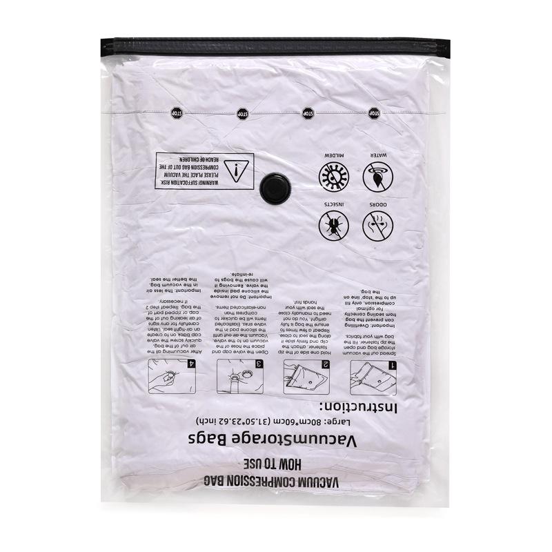 Cross-Border Vacuum Compression Bag for Quilts and Clothes - Black Print, Transparent