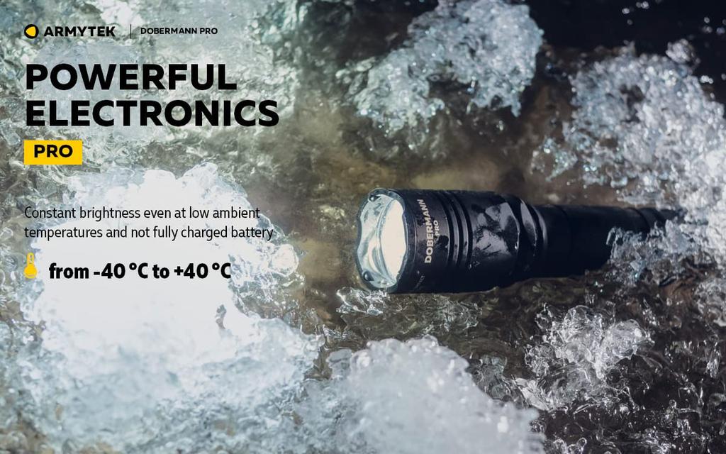 Taktická svítilna ARMYTEK DOBERMANN PRO XHP35 HI Bílé světlo Magnetické nabíjení 18650 Dobíjecí (Vestavěná baterie)