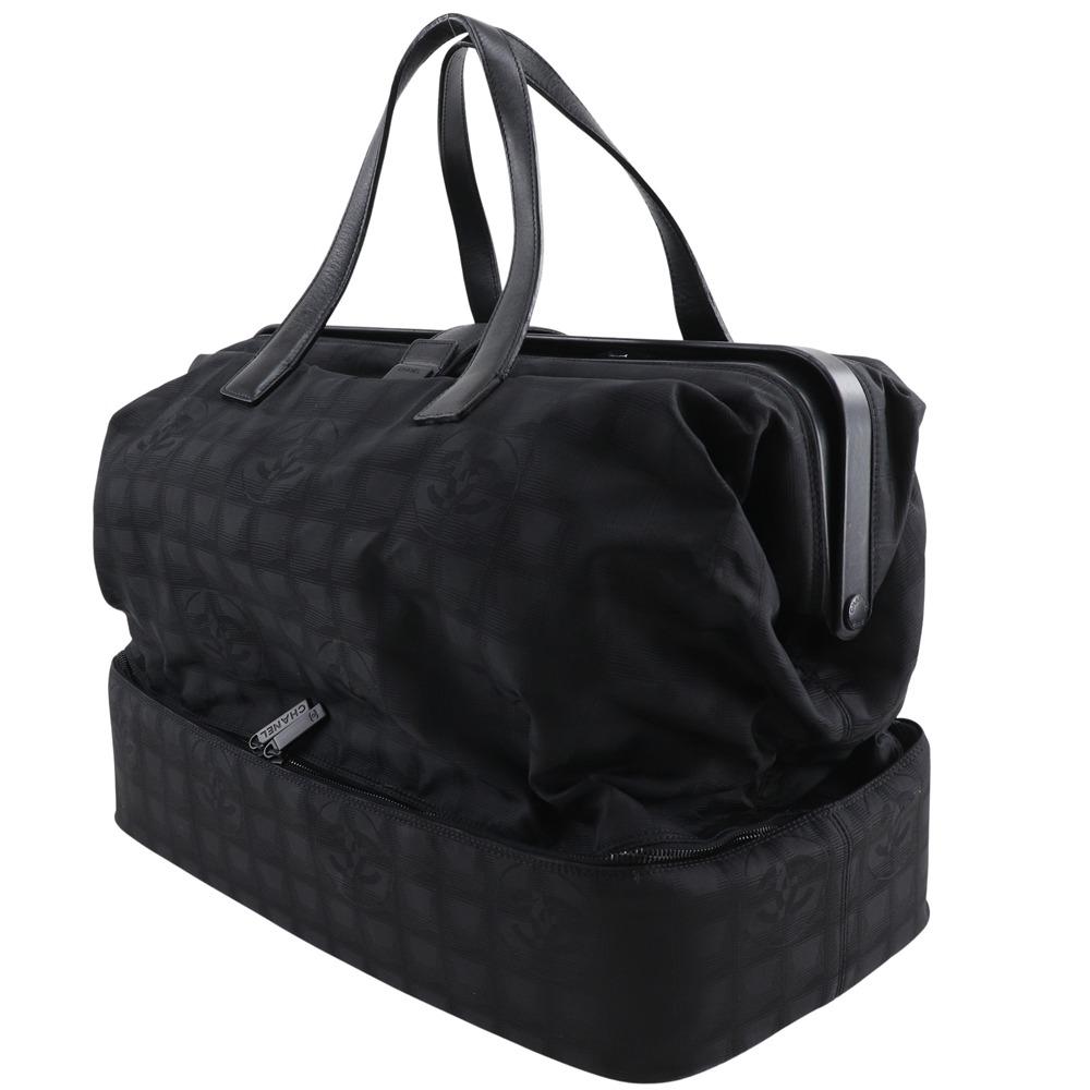CHANEL New travel line Boston bag A15960 black Nylon canvas Women Used