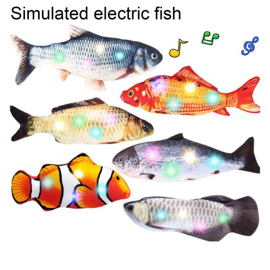 Flopping Fish Cat Toy Rechargeable Soft Stuffed Fish Interactive Chew Toy Realistic Fish Cat