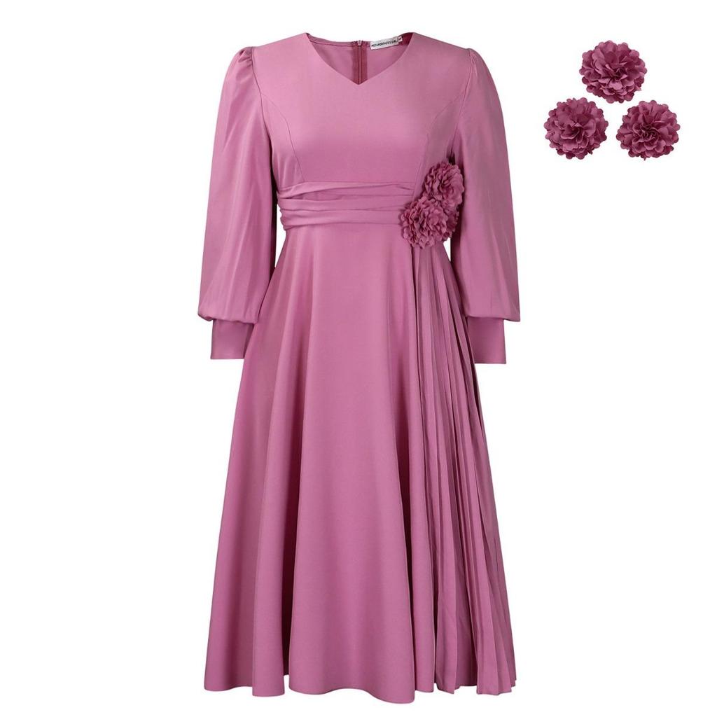 New Spring Fashion Solid Color A-Line Dress for Women Plus Size Elegant Casual Party Dress