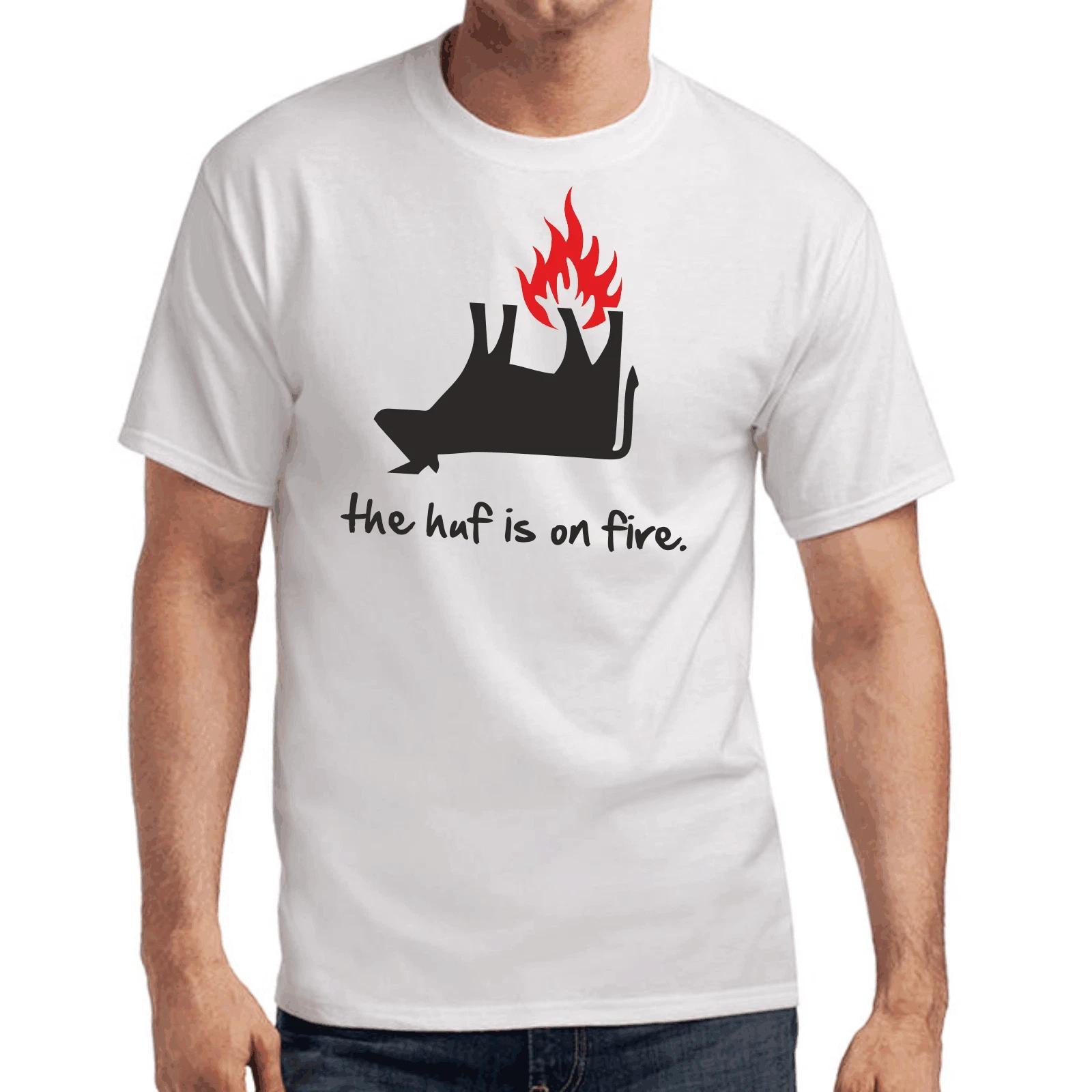 Men s and Women s T-shirts The Huf is on fire Cow Fire Sayings Gift Fun Comedy L