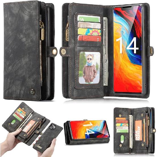 JGY iPhone 16 Pro Leather Wallet case,iPhone 16 Pro Detachable Magnetic Flip Leather case with Zipper Pocket Card Holder Full Cover Shockproof iPhone 16 Pro