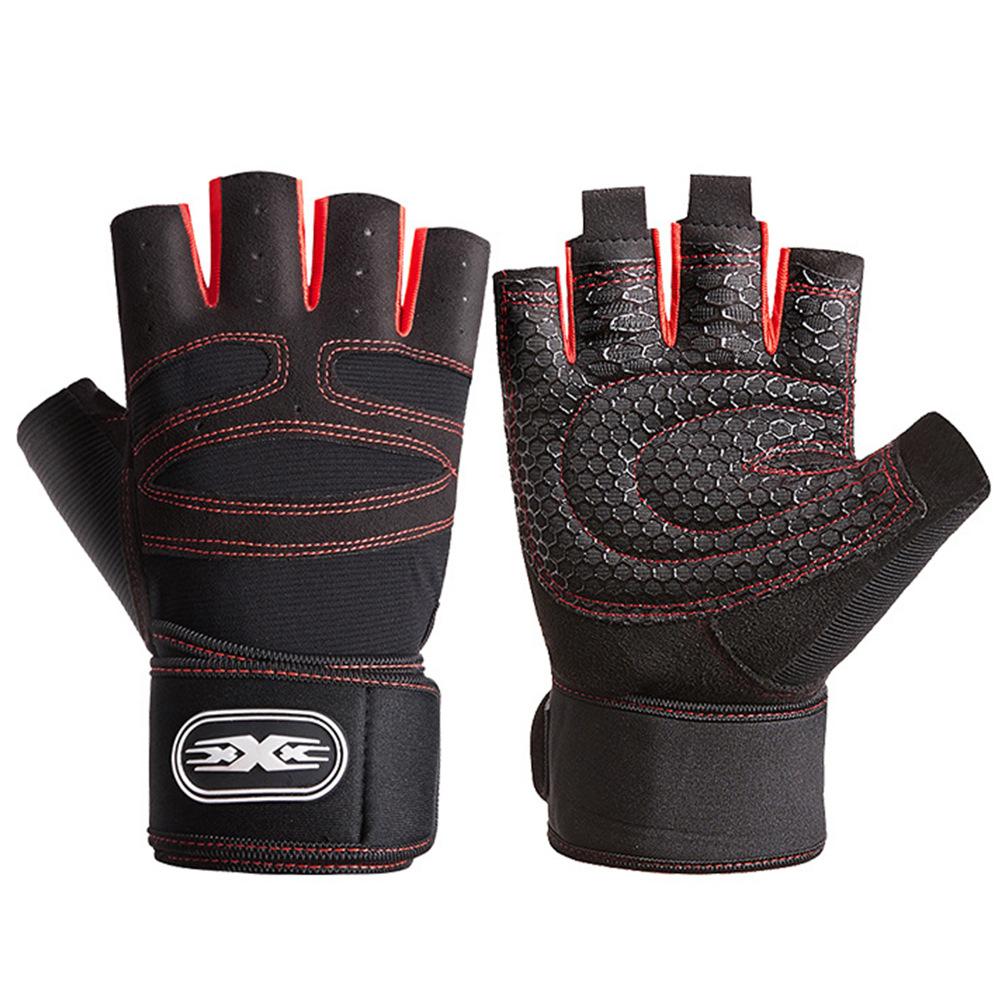 Fitness Gloves Men and Women's Gym Palm Protection Equipment Weightlifting Exercise Lengthened Wristband Anti Slip Training Gloves