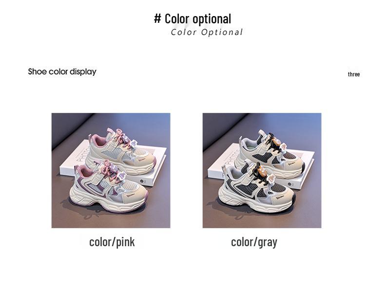 2026 Girls' Spring Cartoon Mesh Running Shoes - Trendy Student Sneakers