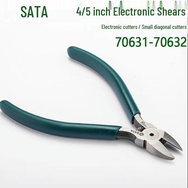 SATA Electronic Cutting Pliers 4-inch/5-inch - Small Angled Pliers for Precision Cutting Model 70631