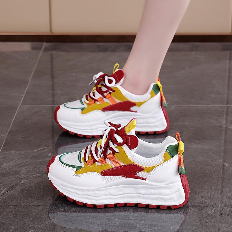 Waffle Forrest Gump shoes women's 2025 new autumn student sports shoes platform height increase running dad shoes 2503