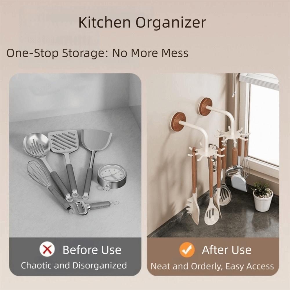 No Drill 360 Rotating Hooks Anti Drop Spatula Spoon Holder Universal Shovel Storage Rack  Bathroom