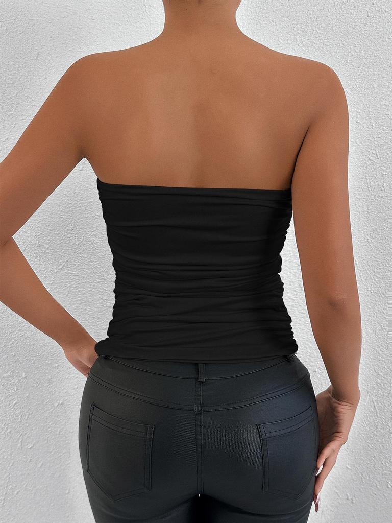 Summer Bestseller: Women's Sexy Solid Color Slim Fit Bandeau Top - Super Short Spicy Girl Style