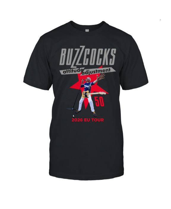Buzzcocks 2026 EU Tour Shirt – Black Unisex Band Tee