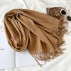 Solid Color Scarf Imitation Cashmere Scarf Winter Thickened Warm Multi-Color Scarf Women'S Long Fringed Shawl