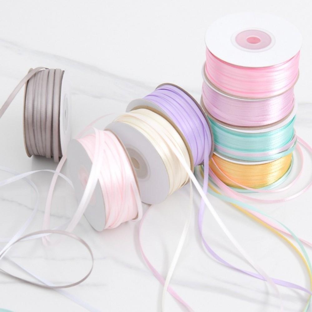 Multi-purpose 50Yards/Roll Thin Ribbon 3MM Double-Sided Balloon Ribbon Solid Color Flower Packaging Ribbon Gift Wrapping