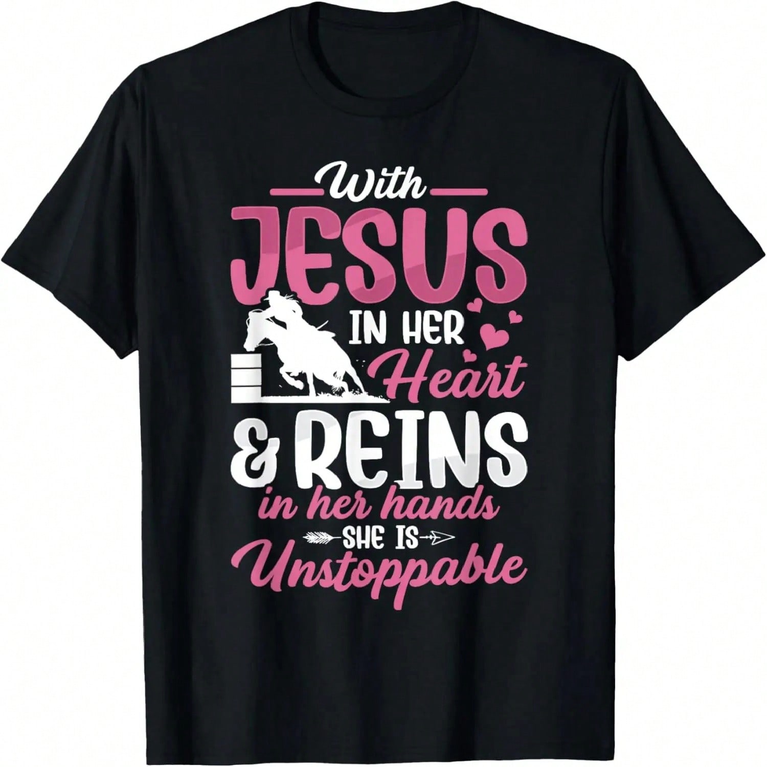 With Jesus Barrel Racer Race Barrel Racing Horse Rodeo T-Shirt S разноцветный
