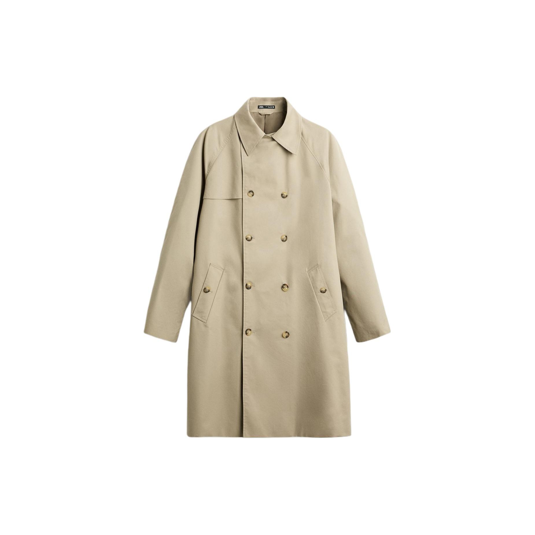 

Zara Solid Color Double Breasted Mid Length Coat Men coats Beige 5854330 710 L