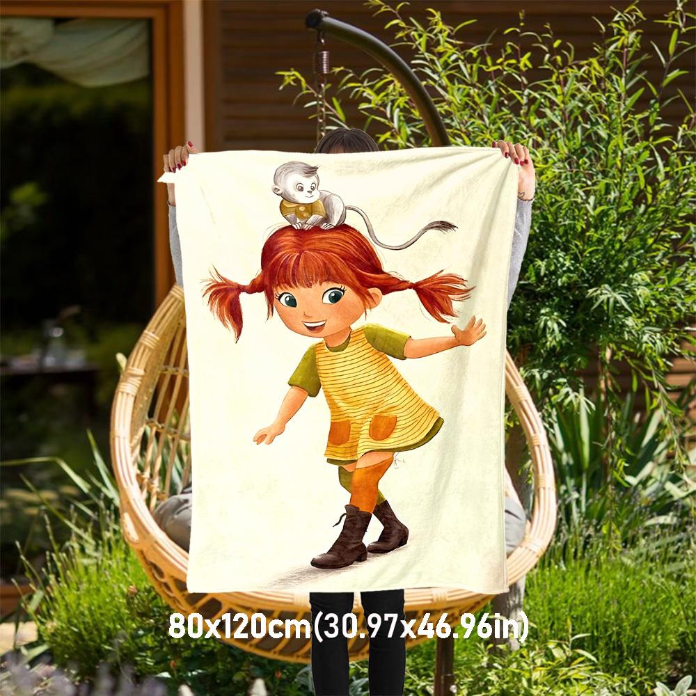 

1PC girl monkeyOutdoor Flannel Blanket - Soft Plush Decor for Picnics, camping, Bedroom, Playroom, Office, or Lunch Break 1242A 80x120cm(31x47inch)