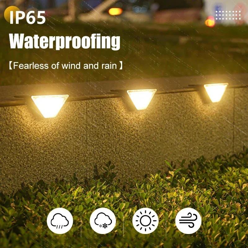 Warm Light LED Solar Step Lamp Path Stair Outdoor Garden Lights Waterproof Balcony Light Decoration for Patio Stair Fence Light