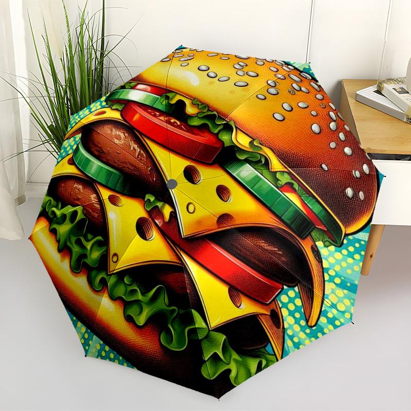 

1pc Cheeseburger Automatic Open/Close Umbrella, Folding Compact Umbrella with Lightweight Design for Women/Men yy251028253