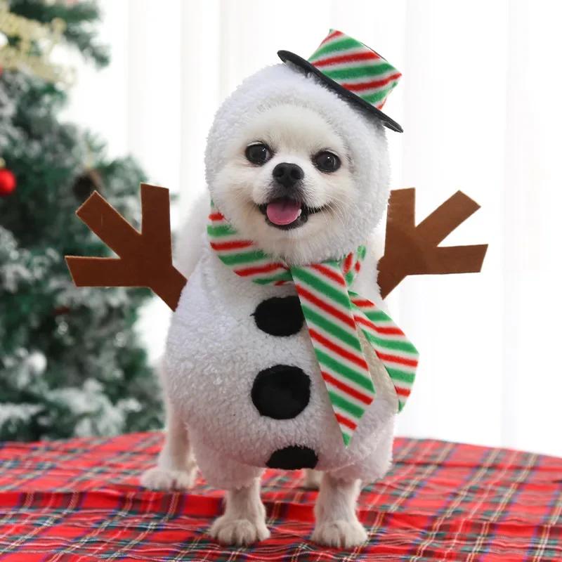 Funny Dog Cosplay Clothes Halloween Costume Puppy Kitty Cowboy Santa Claus Snowman Pet Novelty Party Outfits