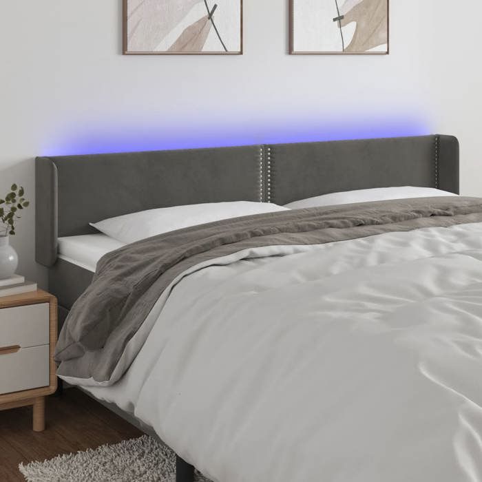 VidaXL Tête de Lit à LED Meuble de Chambre à Coucher Accessoire de Lit Double Tête de Cadre de Lit Intérieur Gris Foncé 3123157
