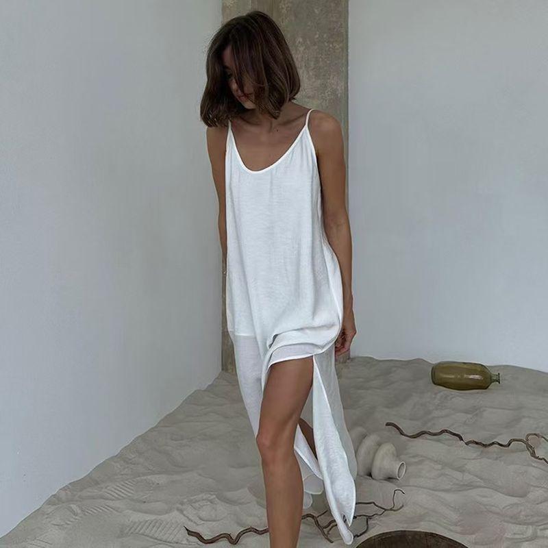 Western Style New Comfortable Loose Sling Backless Nightdress Home Wear Backless Sleeping Dress