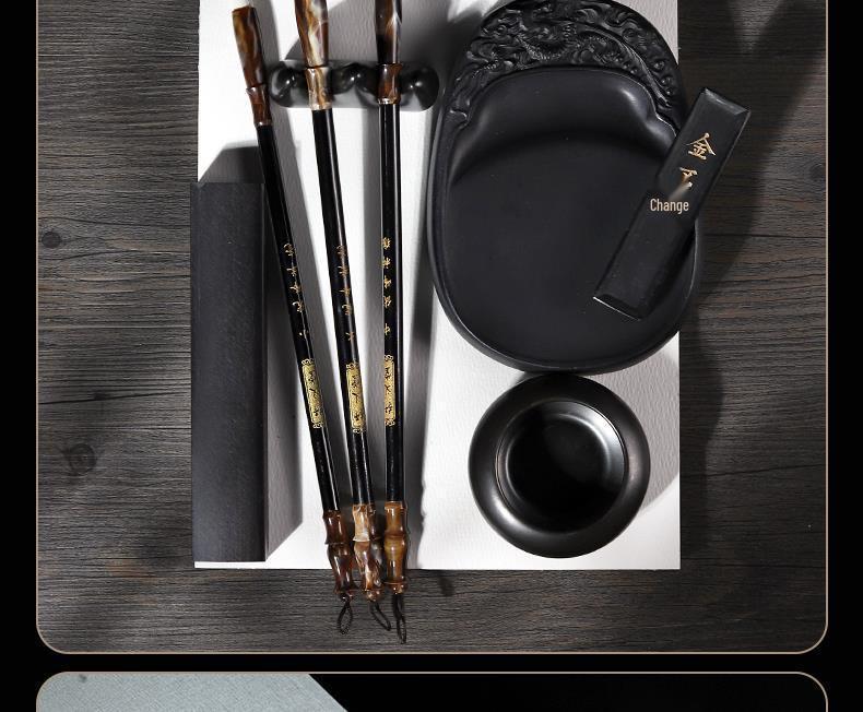 Die Vier Schätze Premium Kalligraphie Geschenkset: Pinsel, Tinte, Papier, Tintenstein - Enthält große, mittlere, kleine Pinsel & Pinselwascher