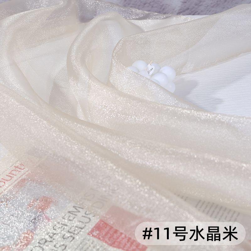 Thin Crystal Organza Fabric Per Meter for Summer Dress Stage Costume Scene Decoration Diy Sewing Soft Smooth Shiny Cloth Black