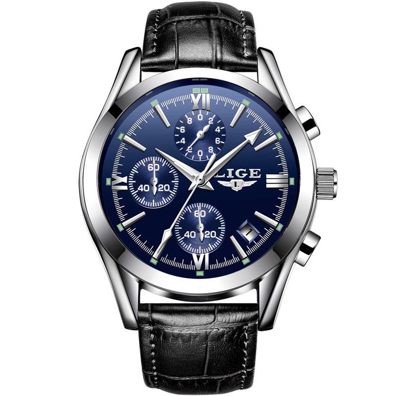 LIGE Men s Multifunctional Quartz Sports Watch - Waterproof Steel Band