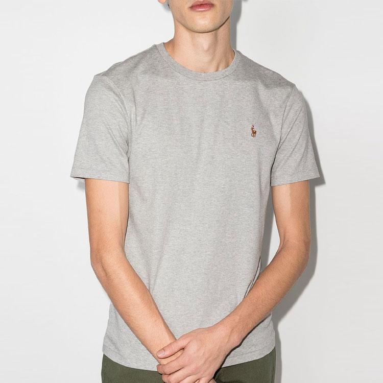 Polo Ralph Lauren SS23 Logo Pattern Embroidered Crew Neck Short Sleeve T-Shirt Men T-Shirts Gray 710740727-012