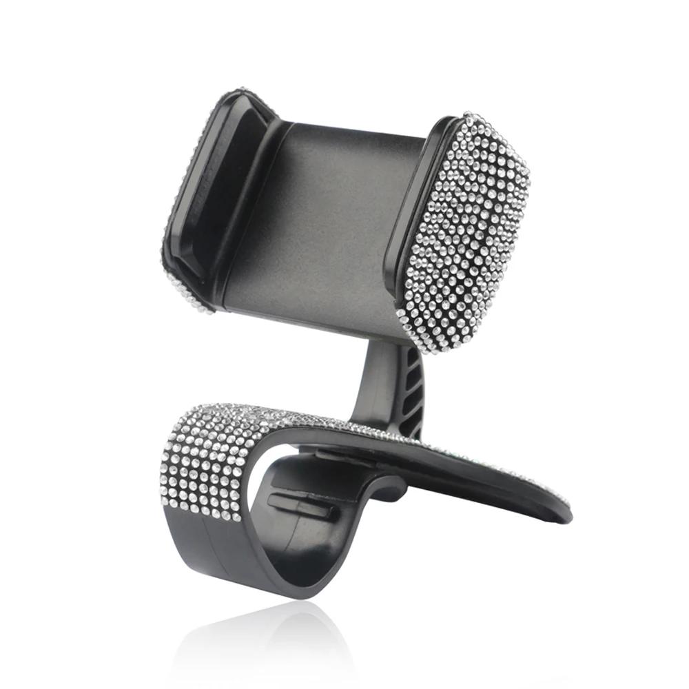 Diamond Crystal Car Phone Suction Cup Holder Fixed Multifunction Rotating Mobile Phone Mount Bracket Decor Car Bling Accessories