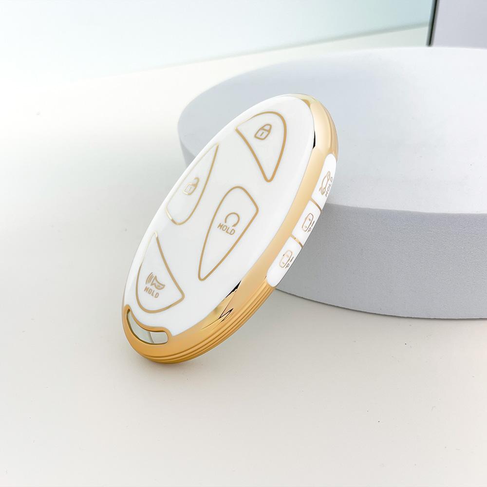 Neue TPU Auto Fernbedienung Schlüsselhülle Abdeckung Schale für Hyundai Ioniq 6 Grandeur GN7 Kona 2023 Autoschlüssel Schutzhülle Goldrand 7 Tasten