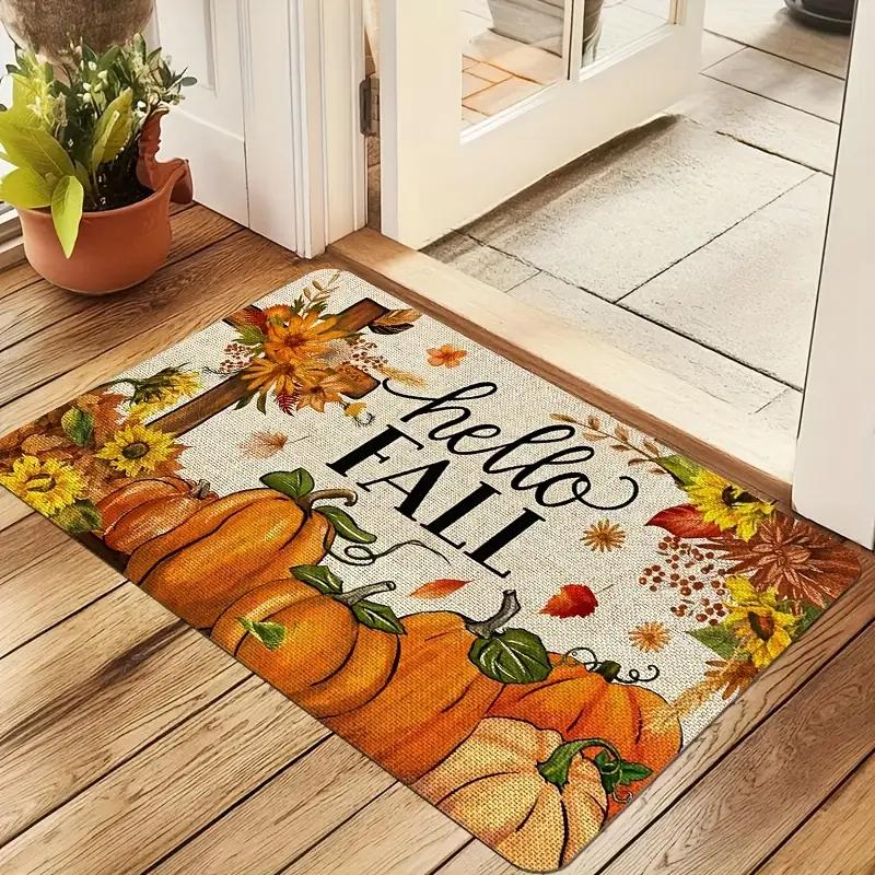 Autumn Maple Leaves Print Welcome Doormat Machine Washable Carpet for Living Room Bedroom Kitchen and Laundry Rug Floor Mat