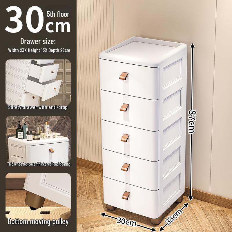 Gap Narrow Edge Multi-Layer Movable Storage Cabinet with Drawer for Kitchen, Available in 18/25/30cm Sizes