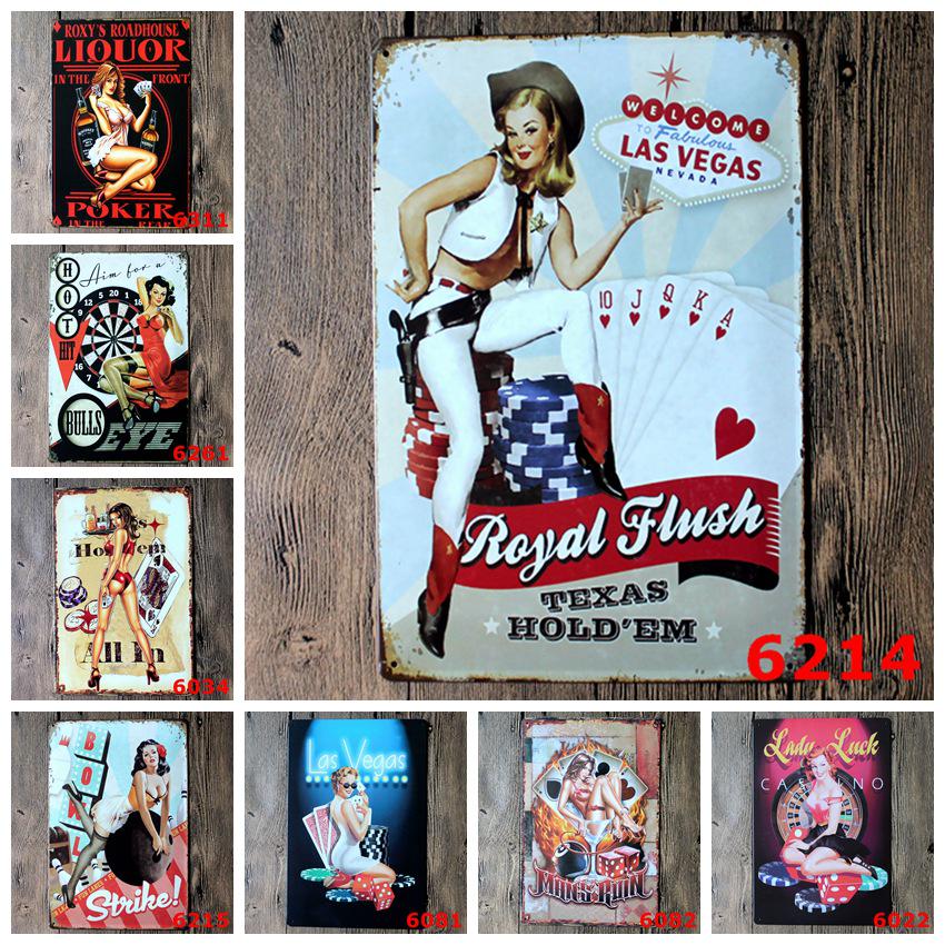 Retro Casino Tinplate Decorative Painting for Bar or KTV 