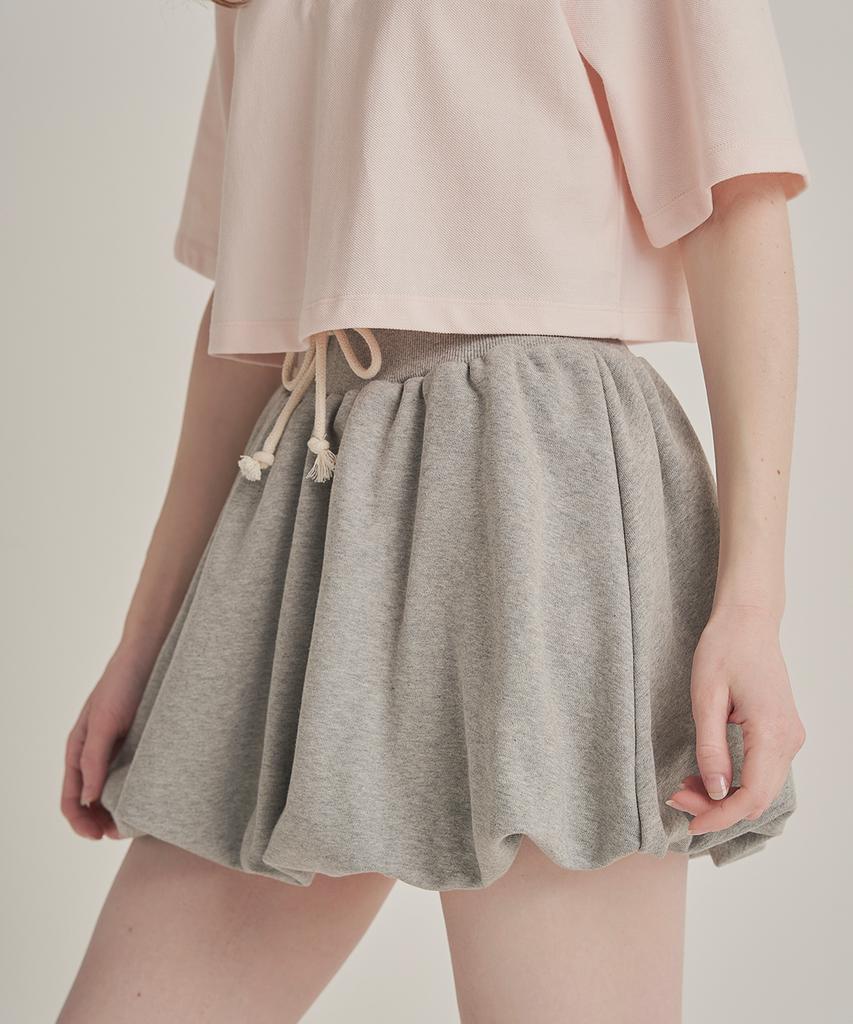 Iteoneolmomeonteu Balloon Elastic Waist Skirt _ Gray