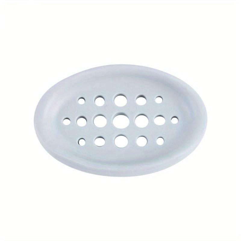 Oval Silicone Soap Dish with Self Draining Multifunctional Bathroom Storage Rack Holder for Sink Counter Organizer
