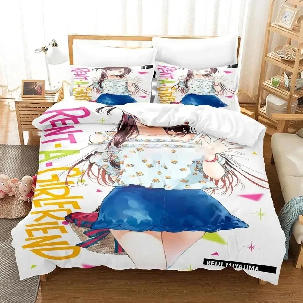Anime Rent-A-Girlfriend Chizuru Comfortable Duvet Quilt Cover Pillowcase Bedding Set Children Bedroom Decoration Home Textile