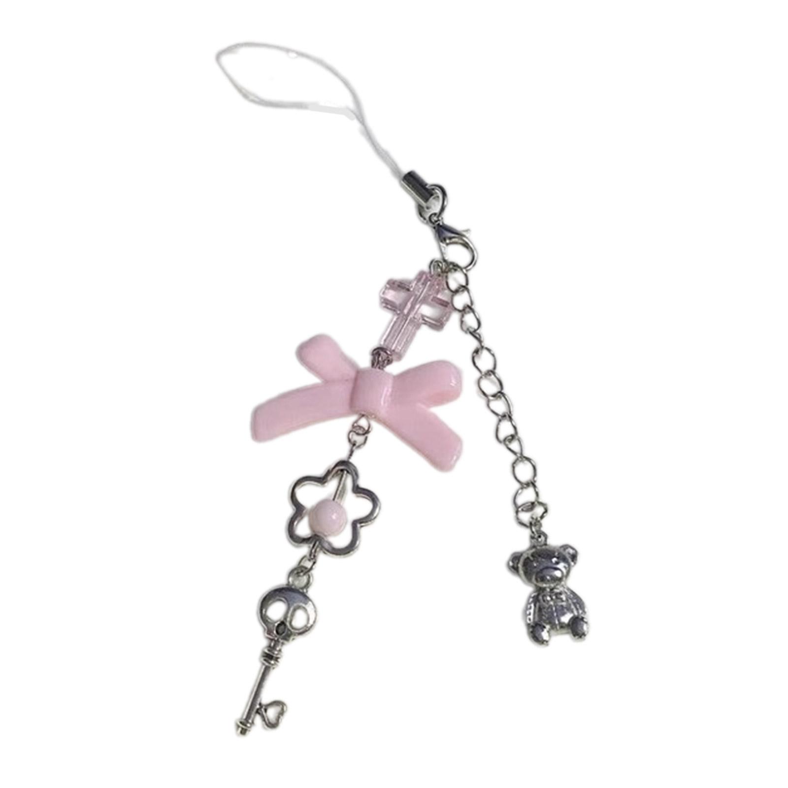 

Цепочка для телефона Сердце Подвеска для телефона Бантик Подвеска для сумки Стильное украшение для телефона Модный брелок для сумки Акриловый материал для девушки 5