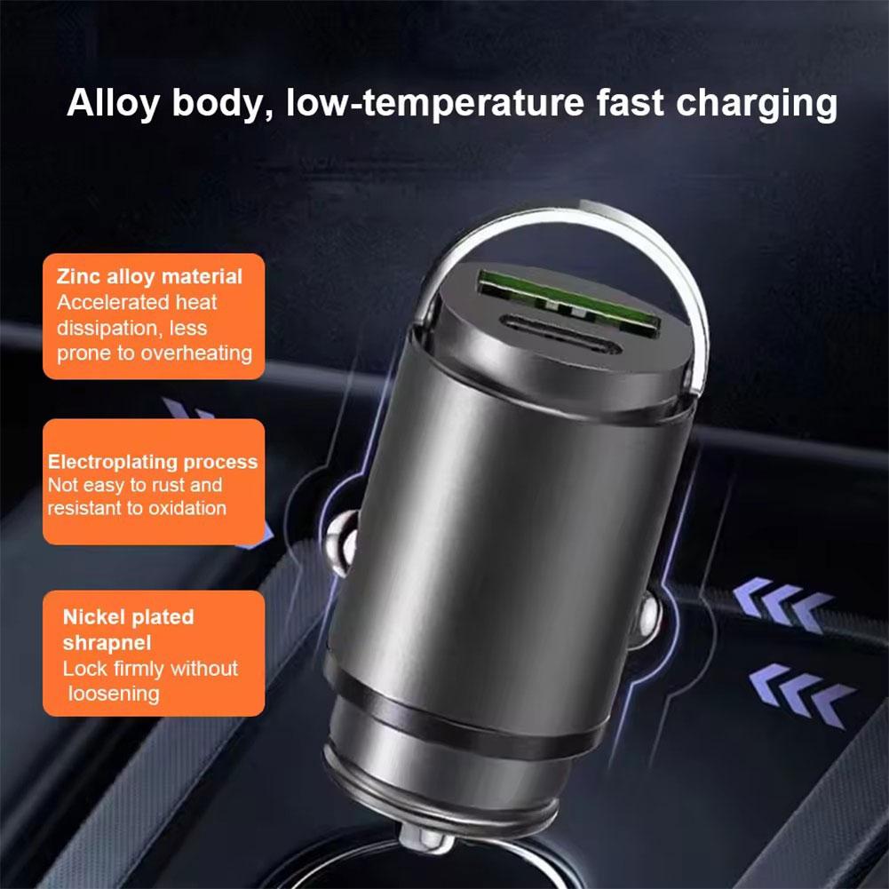 Mini 100W Car Charger Fast Charging Car Phone Charge Adapter Type C QC3.0 PD USB Car Chargers For Xiaomi