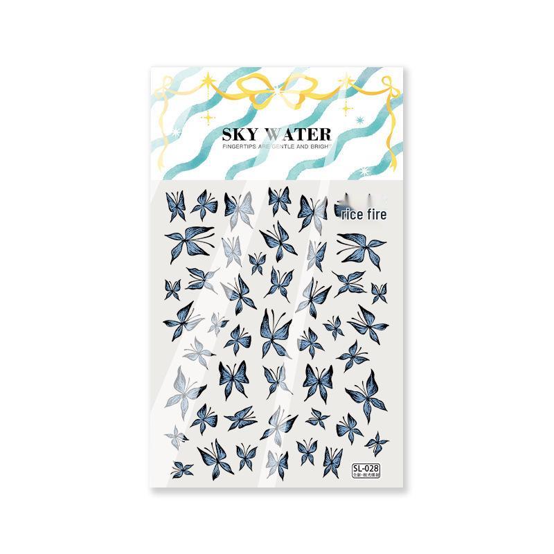 Хит продаж Sky Синяя Бабочка Кошачий Глаз Наклейки для Маникюра - Маленький Узор Феи, Самоклеящиеся, Декор для DIY