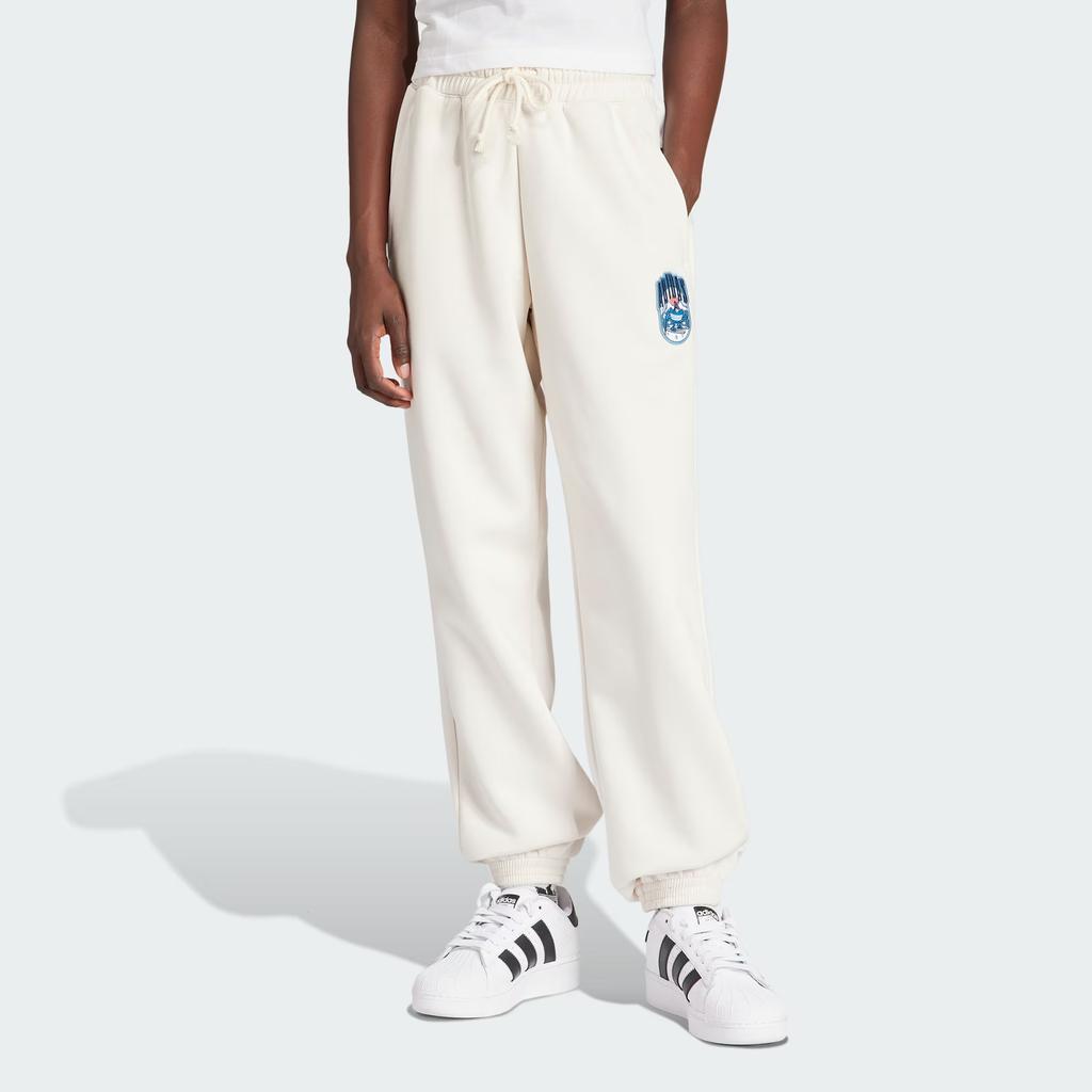 Adidas Originals Holiday Sweat Joggers With Cuffs And Breathable Knit Fabric Women Bottoms Pink White IT1743