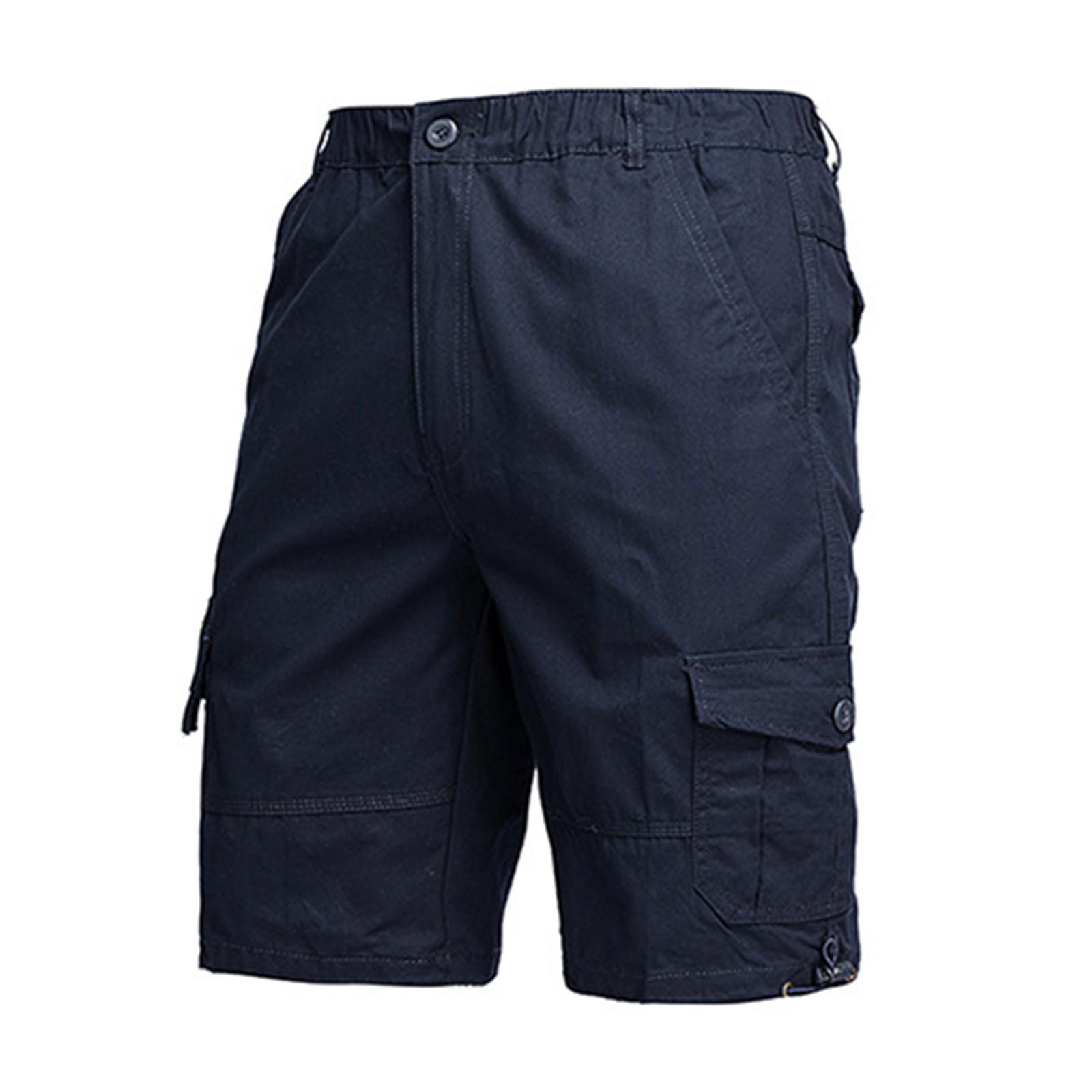 

Мужские летние рабочие шорты, свободные повседневные брюки с пятью точками, мужские летние однотонные повседневные шорты-карго XL тёмно-синий