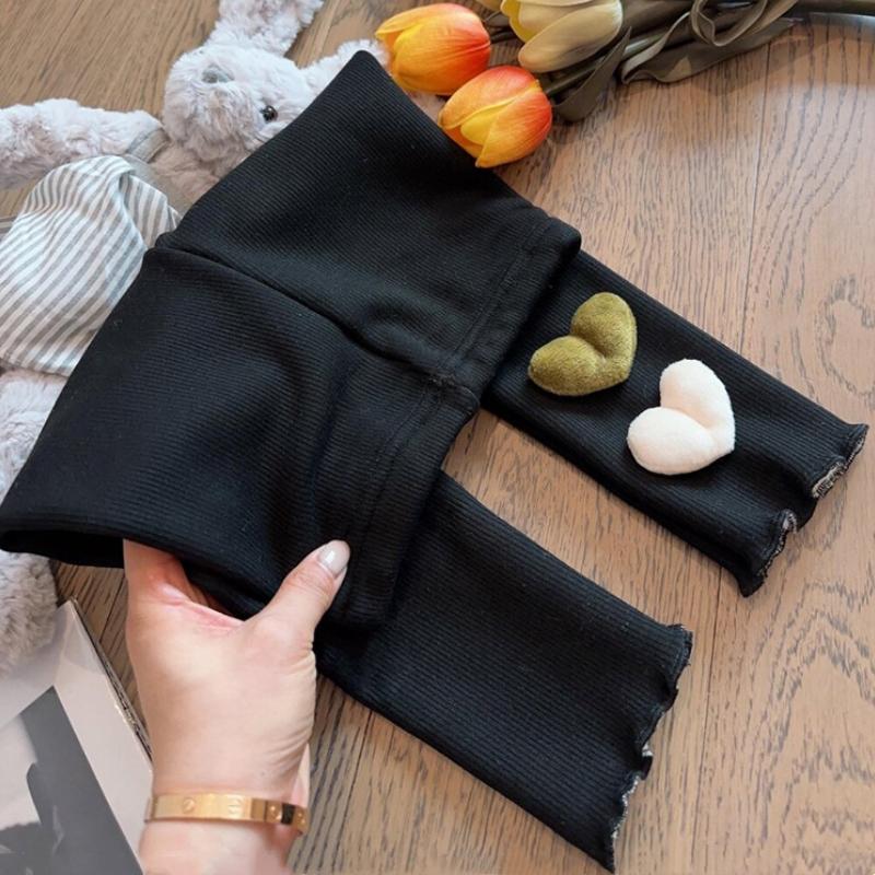 Girls Fleece Lined Pants Winter Warm Korean Style Fashion Heart Print Tights for Baby Toddler Leggings Trousers