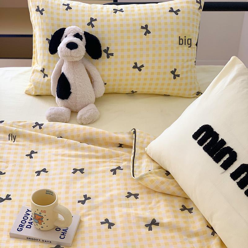 Pure Cotton Pillow Set: Includes Single 48x74cm Pillowcase, Pair of Pillow Inserts, Liner, and Cover.