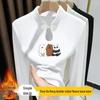 Women’s Warm Chinese Style Frog Button Stand Collar Long Sleeve T-shirt - Water Drop Print