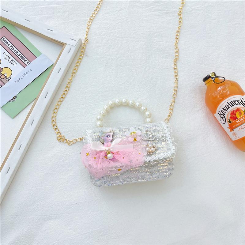 Charming Cartoon Princess Sequin Handbag Cute Mini Purse For Girls Pu Leather