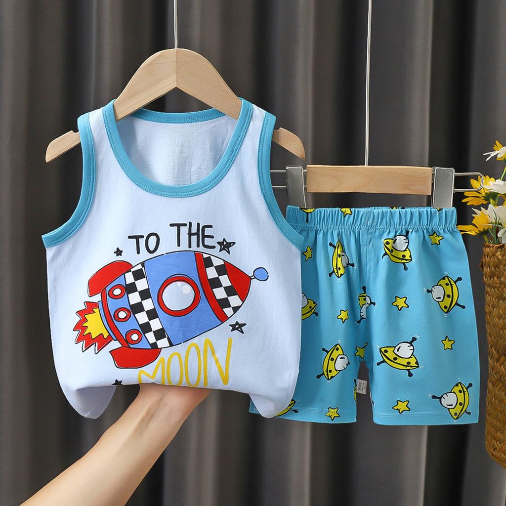 Children's Vest Set Boys' Shorts Summer Cotton New Baby Clothes Girls' Summer Clothes Summer Clothes Children's Clothes