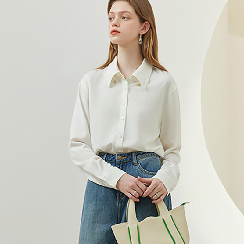 Women Blouses Shirts 2025 Spring Long Sleeve Women Blouse Shirt Turn Down Collar White Chiffon Blouse Shirt Women Tops J843
