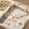 3-Layer Boho Beach Imitation Pearl Choker Necklace Set for Women Gold Color Starfish Scallop Pendant Summer Vacation Jewelry
