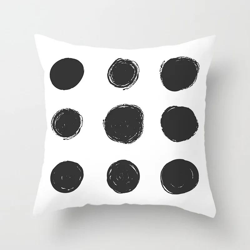 Geometric Cushion Cover Black and White Pillow Case Cover Striped Dotted Pillowcase Grid Triangular Geometric Cushion Cover